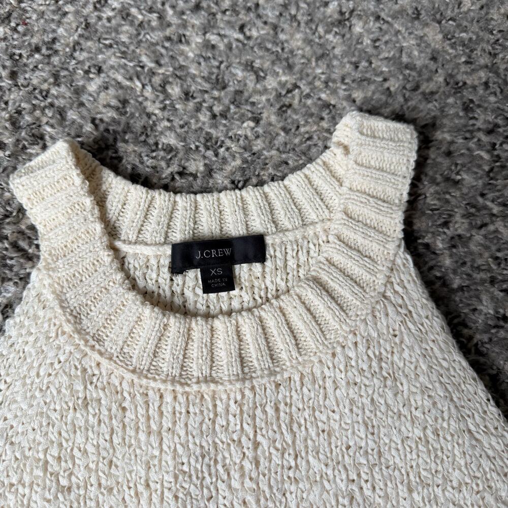 J.Crew Knit Sweater Tank Size XS Cream White High-Neck Textured NEW - Picture 2 of 5